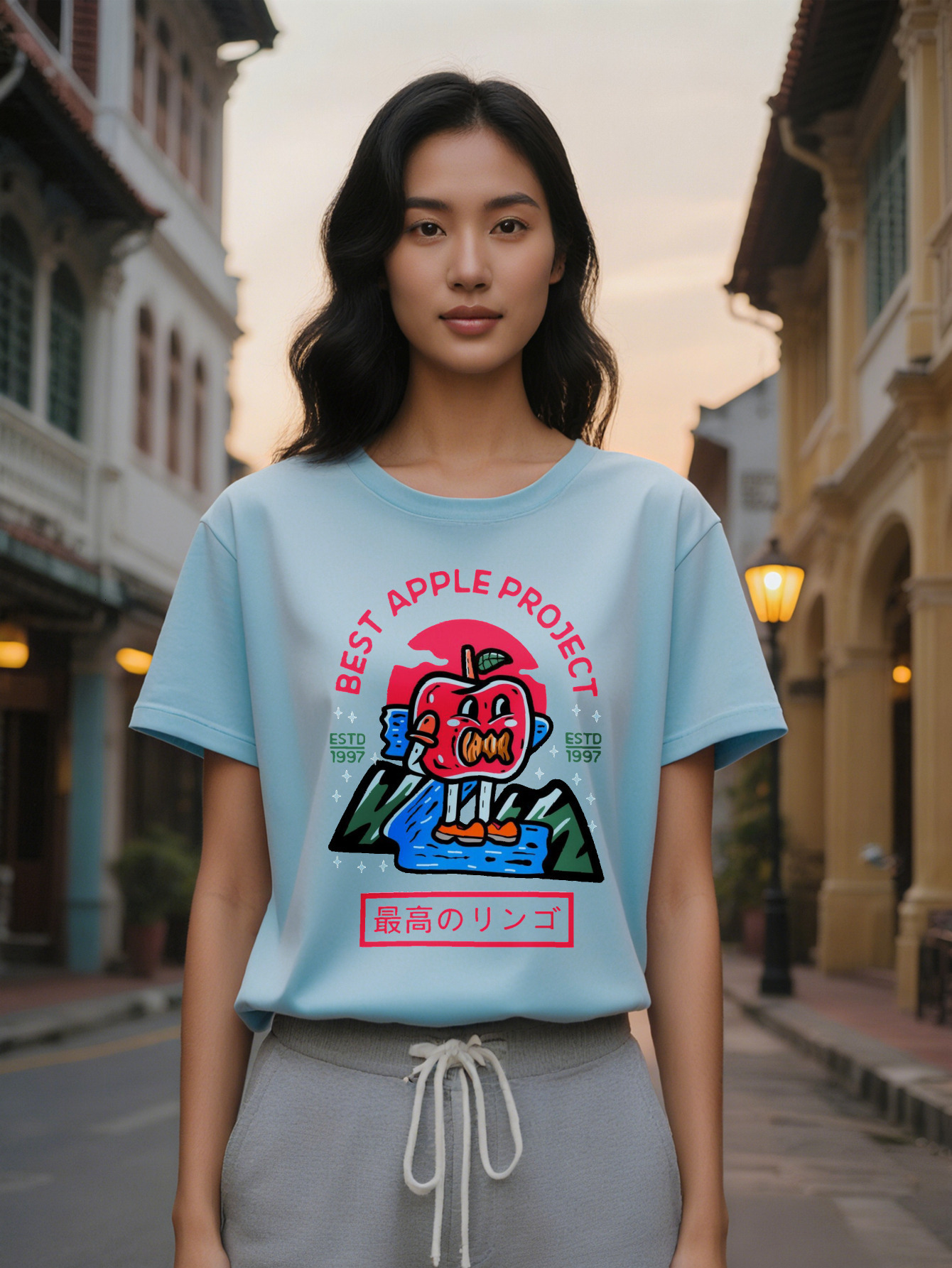 Casual Round Neck T-Shirt Printed Pattern Top Lady Gift 84771