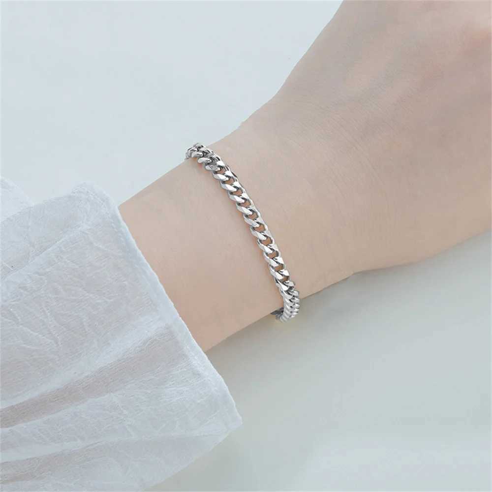 Punk Fashion 4mm Miami Curb Cuban Chain Link Bracelet Gold Silver Color Stainless Steel Hand Chain for Men Women Jewelry Gift W250904