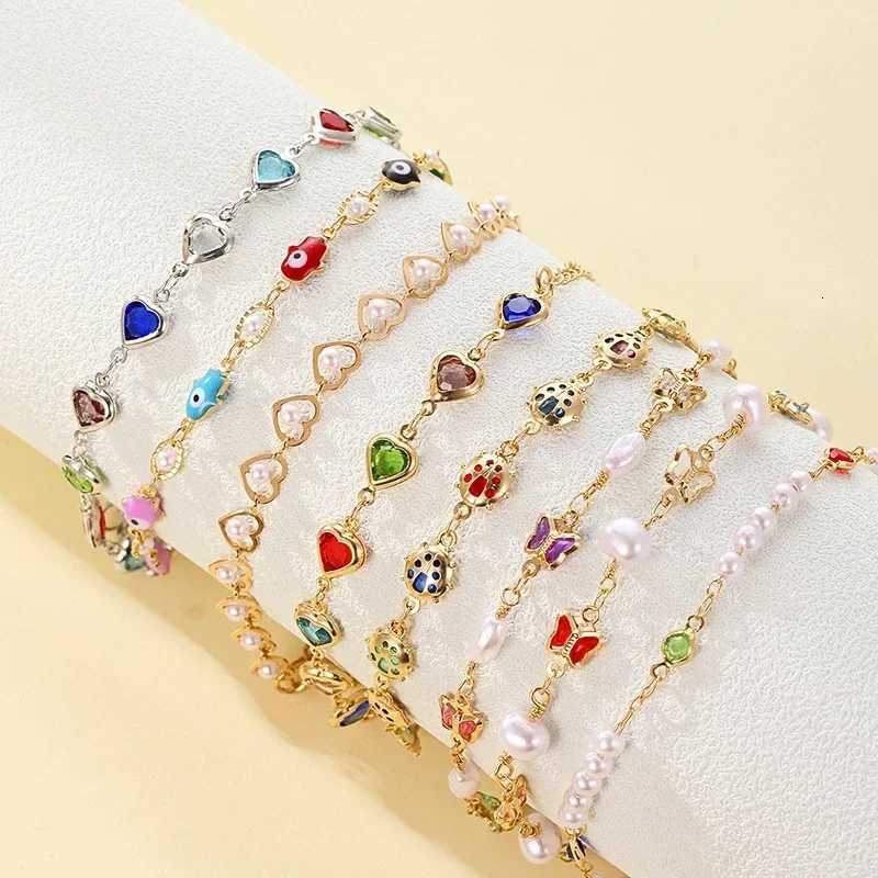 Exquisite Colorful Heart Bracelet Women Charm Korean Crystal Zircon Metal Chain Bracelets Bangle Party Birtay Jewelry GiftXJ250904