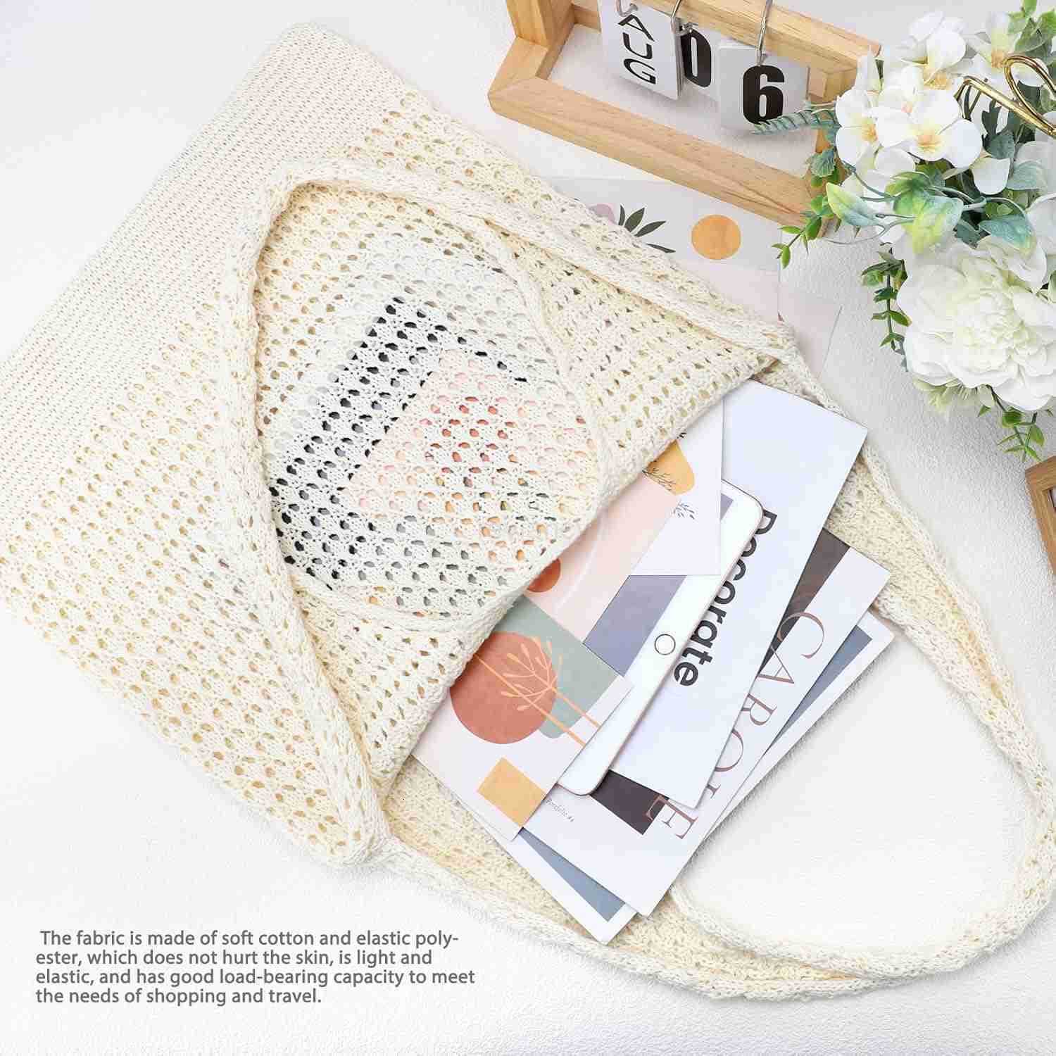 Crochet Bags for Women Summer Beach Tote Aesthetic Hippie Knit BagW250904