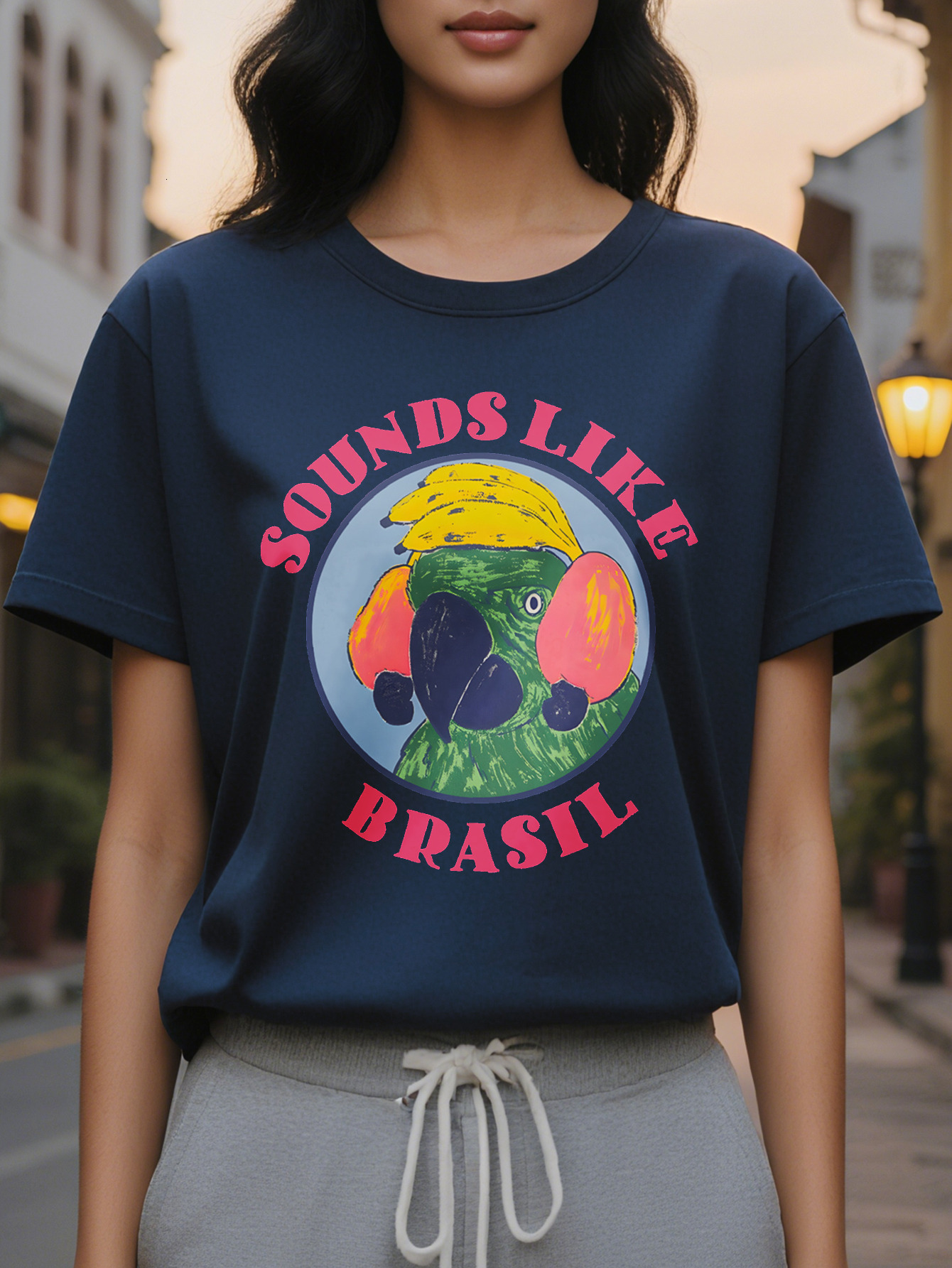 Women's casual letter print T-shirt, round neck, short sleeves, cotton, washable, perfect for summer