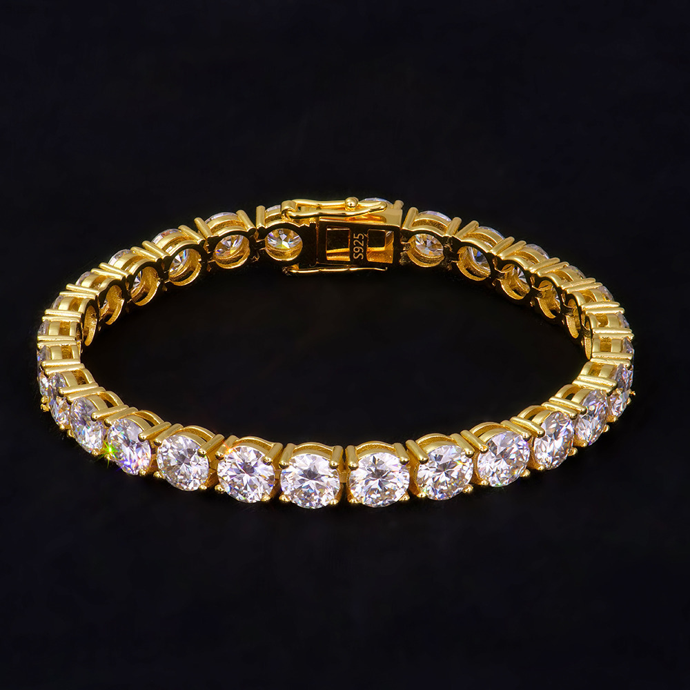 Diamond Tester Pass Golden D Color Moissanite Tennis Necklace Bracelet 6mm Tennis Chain 925 Sterling Silver Fine Link Bracelets