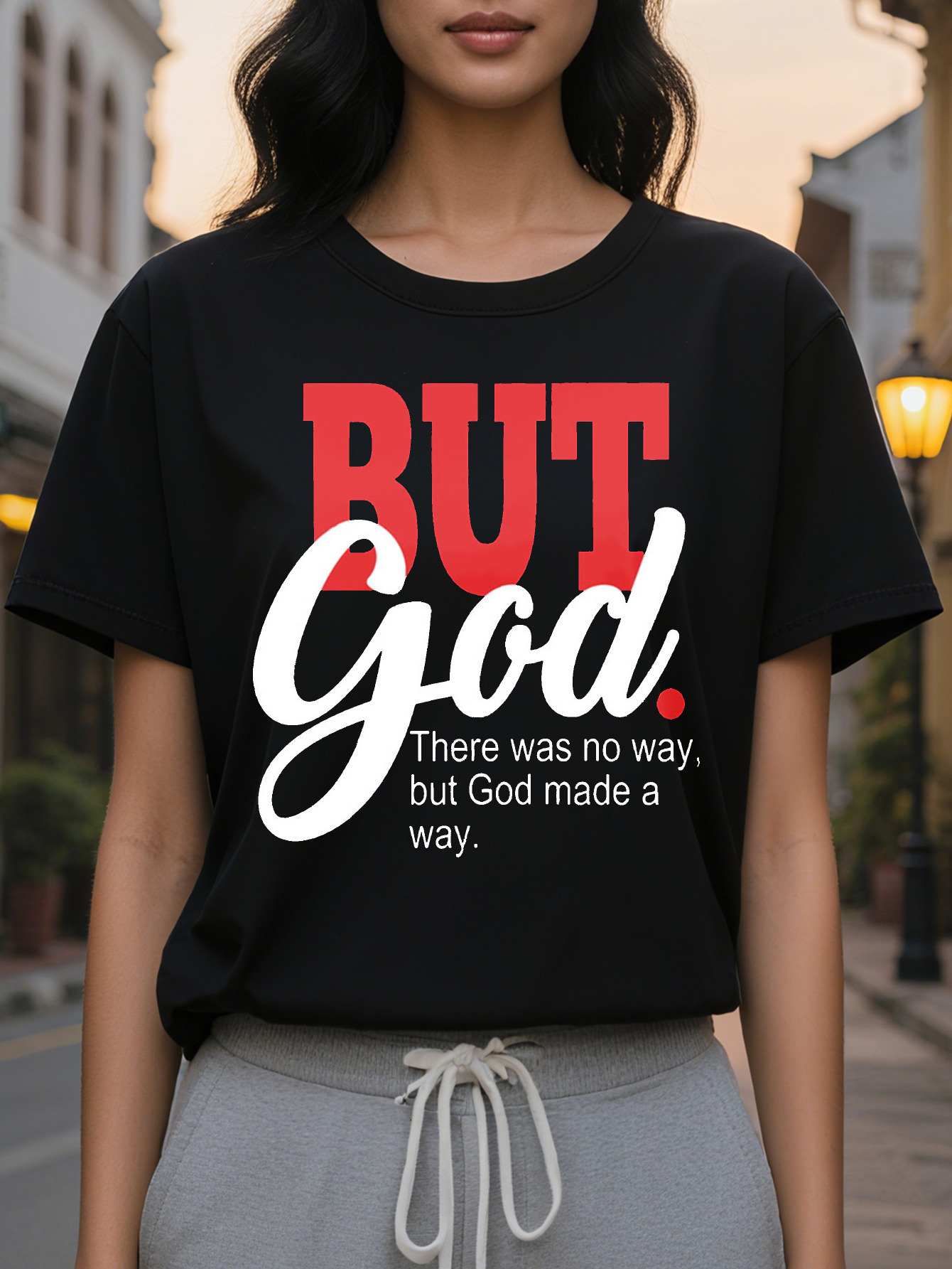 Large XL Alphabets Print Crew Neck Casual T-shirt Soft Mid Elasticity Cotton Fabric High Washable Regular Length Knit Plus Size