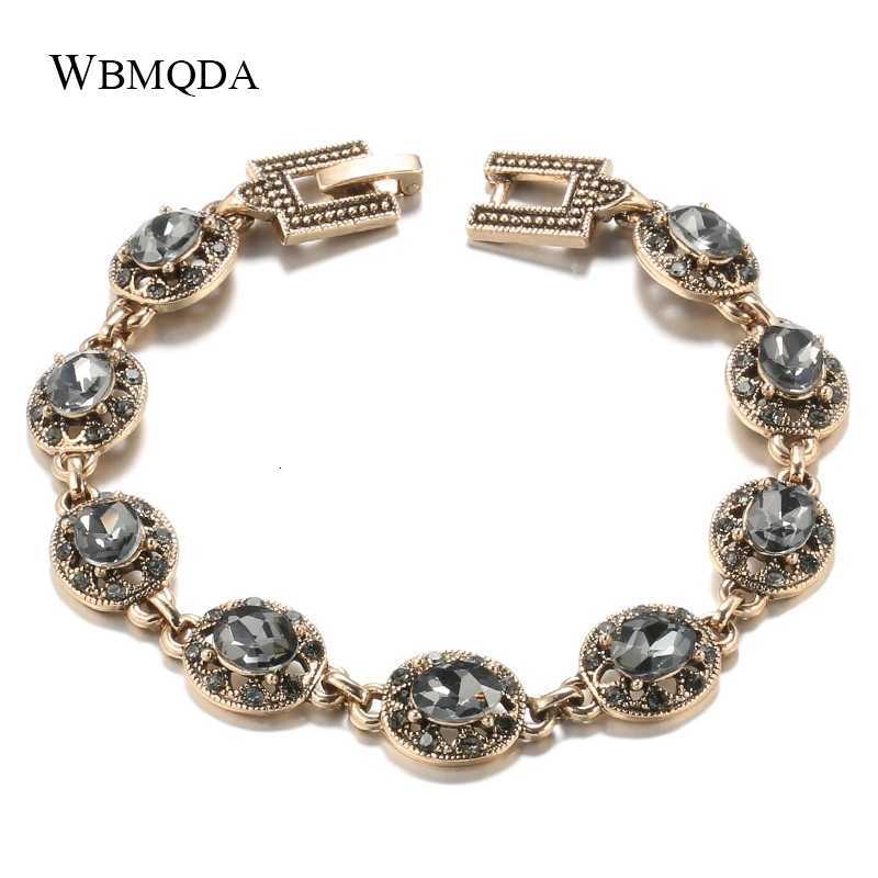 Wbmqda Charm Ethnic Wedding Bracelet Women 585 Antique Gold Boho Gray Crystal Bracelet Vintage Jewelry Russia AccoriesXJ250904