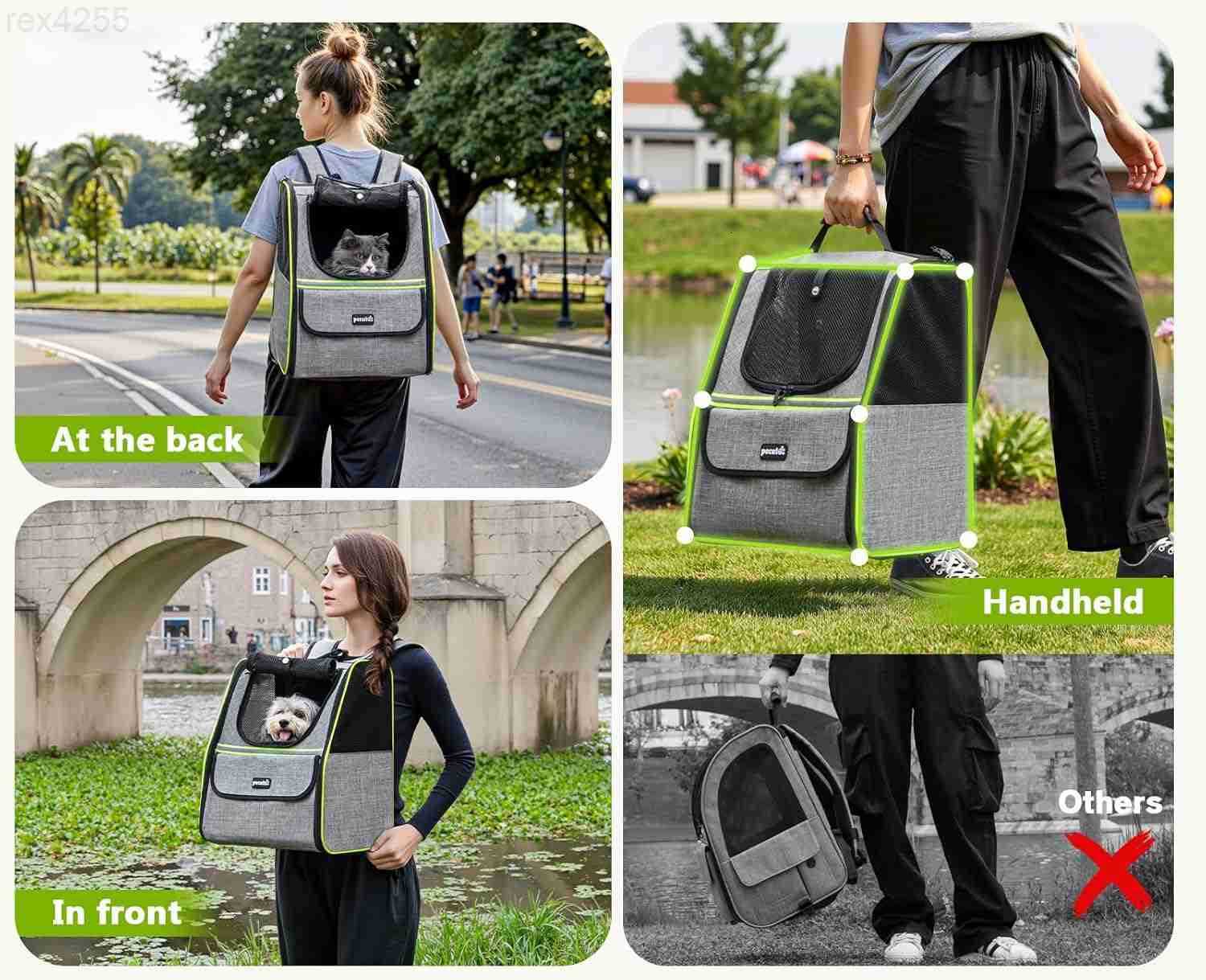 Cat Backpack Carrier for Travel Hiking Breathable Pet Carrier Backpack with Storage Pockets Small Dog Carrier Bag for Outdoor Walking Bike Riding Vet 