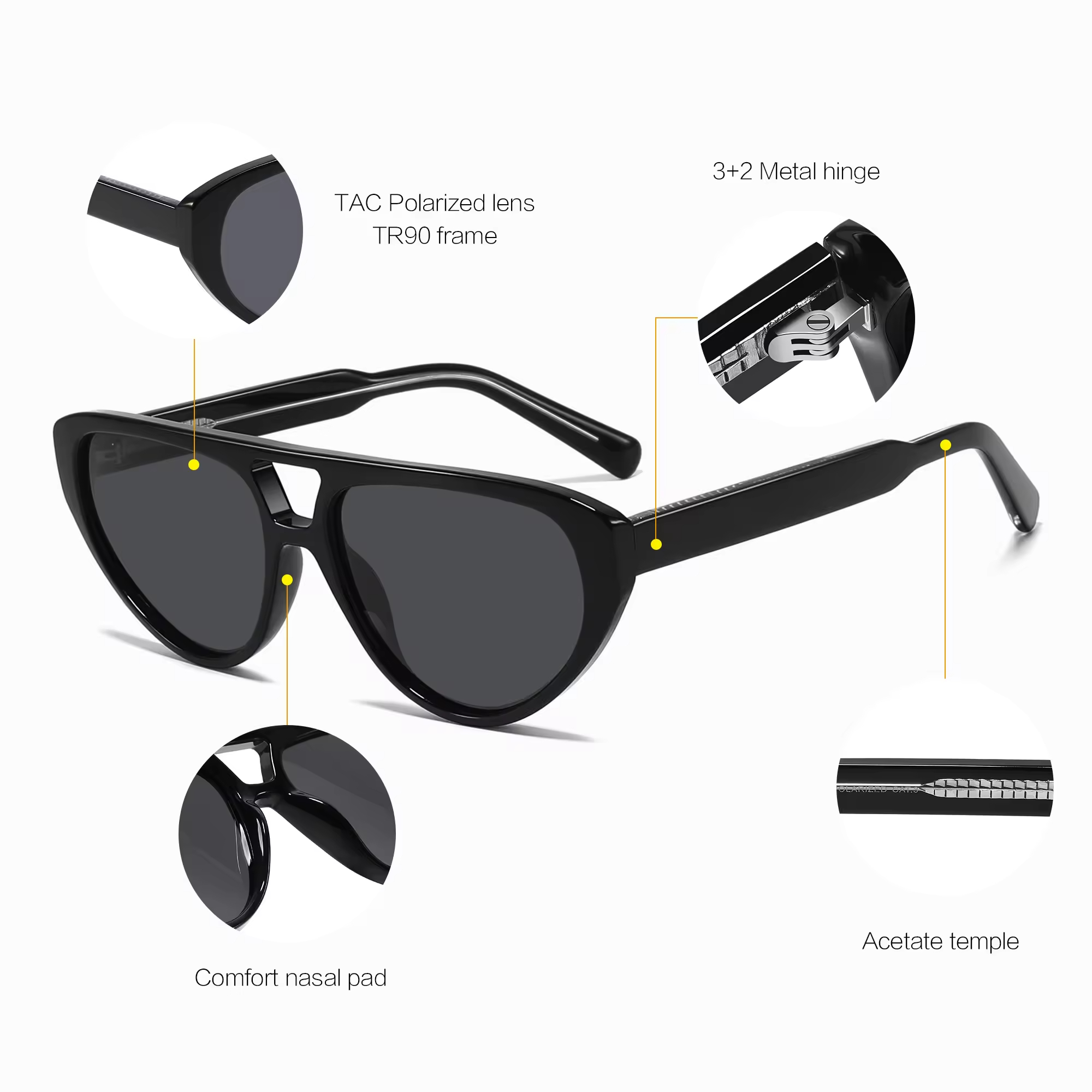 High Quality Acetate Sun Glasses Women Oval TR90 Frame Fashion Trendy Private Label Polarized Sunglasses Custom Design