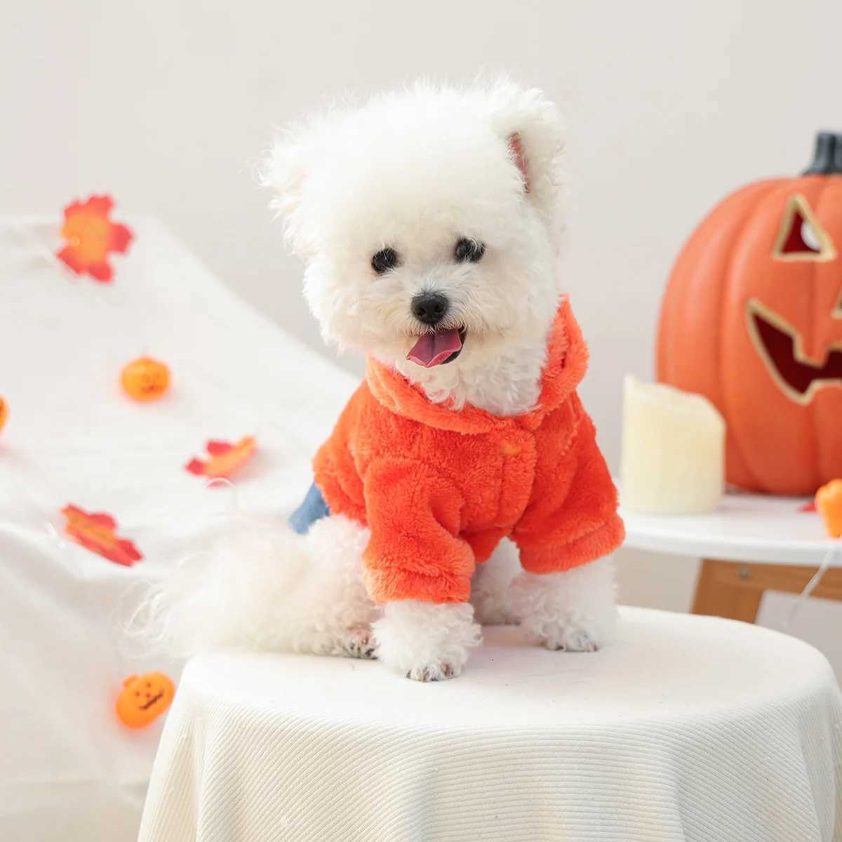 1PC Autumn and Winter Dog Orange Pumpkin Halloween Thickened Warm Sweater Cute Online Exquisite Costumes for Puppies and Cats W250904