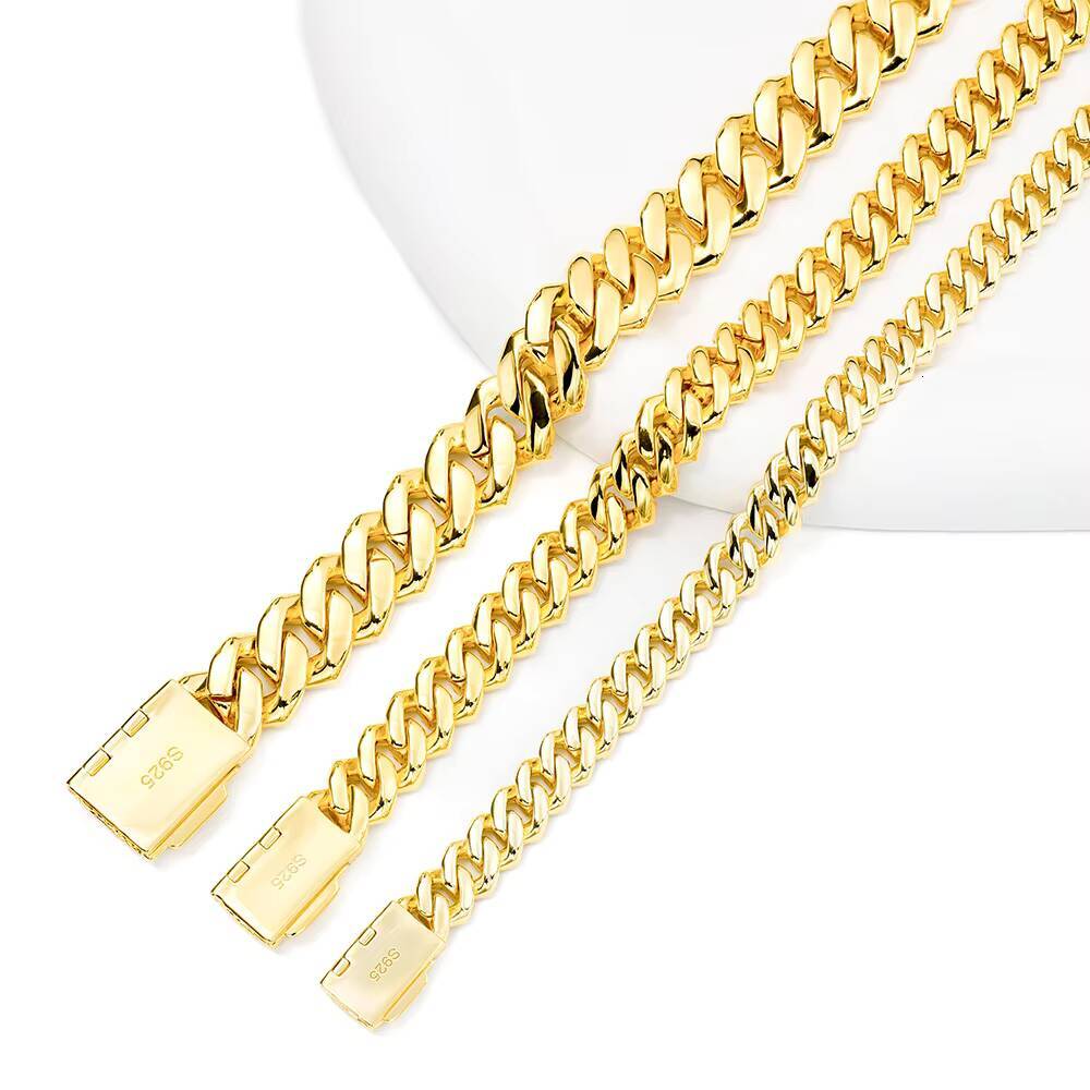 Fine Jewelry 8mm 10mm 14mm Full Moissanite Cuban Link Bracelet D VVS Iced 925 Sterling Silver Cuban Bracelet