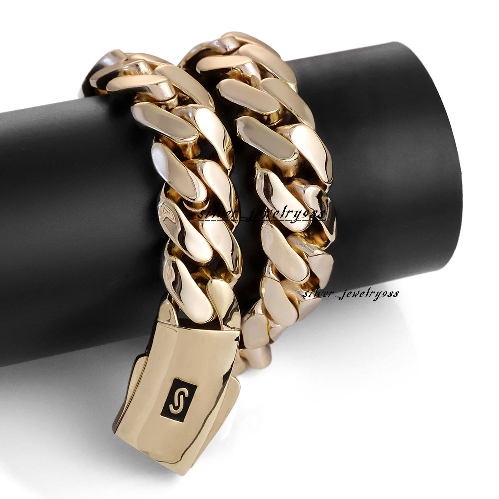 20mm 14K Gold Plated Cuban Link Chain Necklace Smooth Clasp Chunky Monaco Cuban Link Chain Hip Hop Jewelry for Men Women