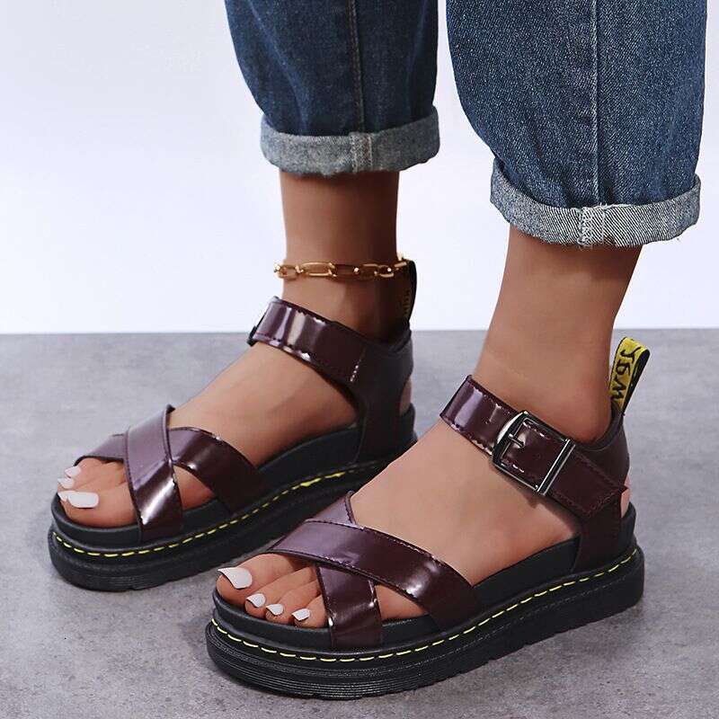 Fashion Martin Women's Roman Buckle Beach Shoes Platform Flat Sandals