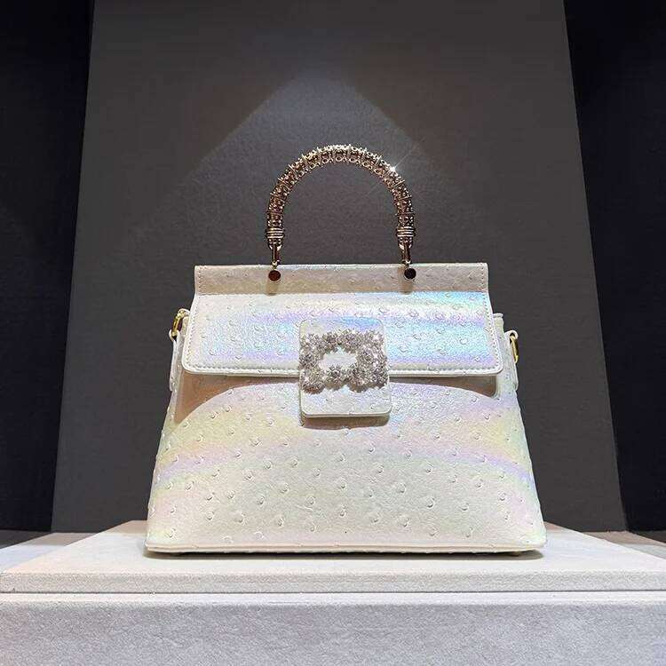 Dia Embedded Leather Handbag 2025 New Sle Single Oulder Crossbody For Women Camel Ostrich Pattern Tote Bag