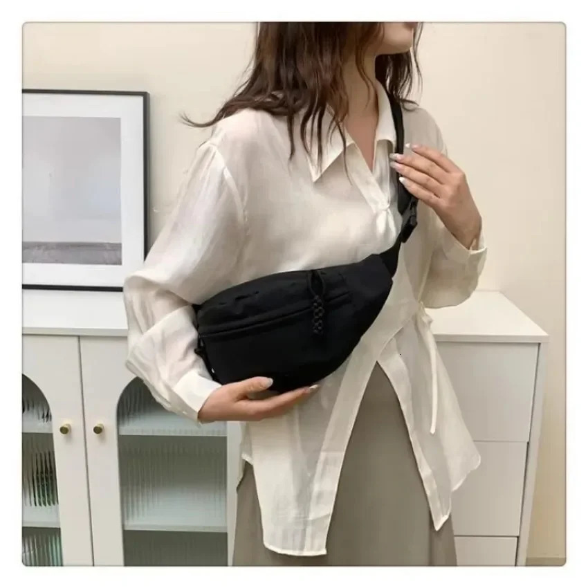 Womens Chest Bag Canvas Crossbody Bag Solid Color Women Sling Waist Pack Versatile Sports Solid Color Waterproof Hiking Bags 250903