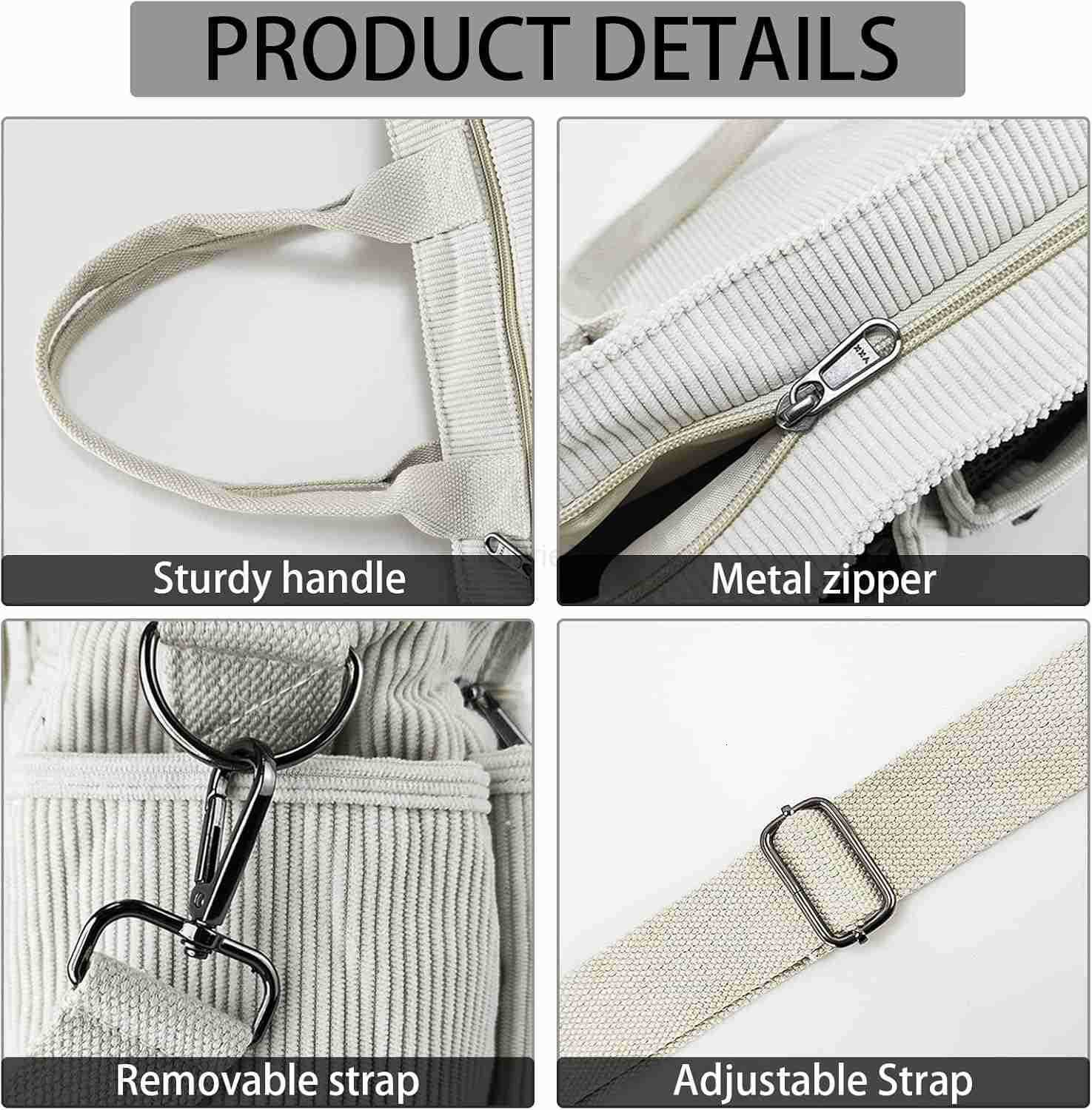 Womens Casual Corduroy Tote Bags with Multiple Pockets Hobo Crossbody Bag Travel Shoulder Bags Cute Purse Handbag M250904