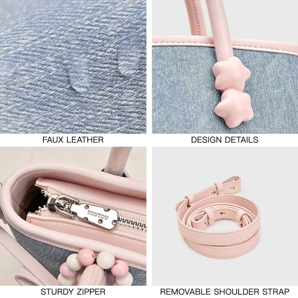 TOUTOU Women Vegetable Baskets Bag Adjustable Shoulder Strap Pu Leather Designer Handbag Star Pendent Mother's Day Gift