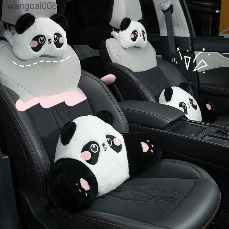 2024 Car Headrestlumbar Support Cute Panda Creative Soft and Comfortable Car Headrest Cushion Relieves Pressure Car Seat Pillow S250904