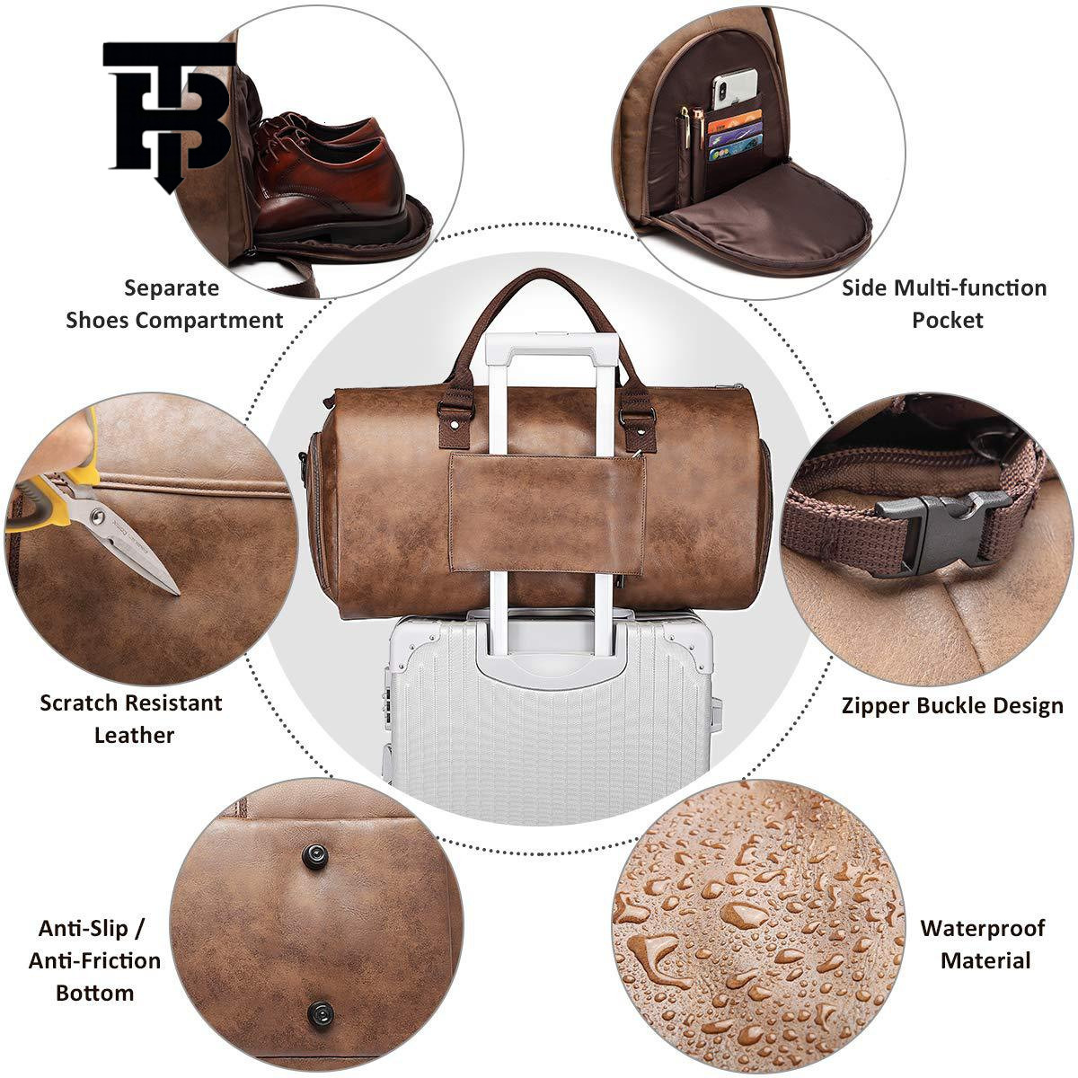 TB BHULAMTE In Stock Dry Leather Travel Bag Carry Clothing Bag Leather Clothing Designer s bag Luggage Bag Convertible Men's Suit Travel Bag