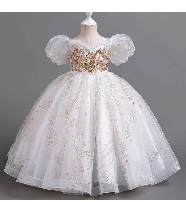 8905 Girls Flower Wedding Dress Long Sleeveless Summer Princess Rainbow Host Gift Performance Program Z250904