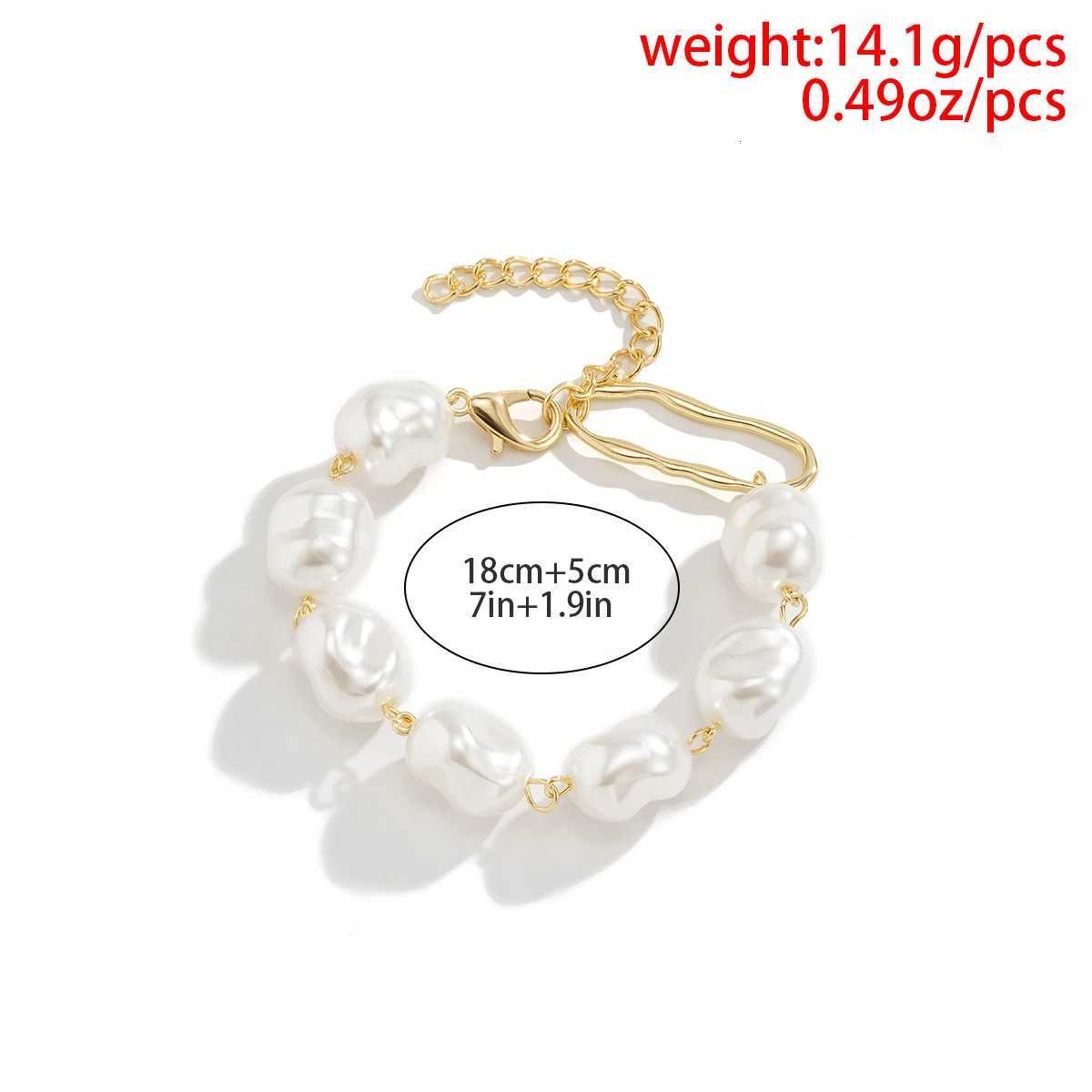Ingemark Unique Asymmetric Irregular Baroque Pearl Chain Bracelet for Women Wedding Bridal Kpop Charm Beaded Couple Hand Jewelry Y250904