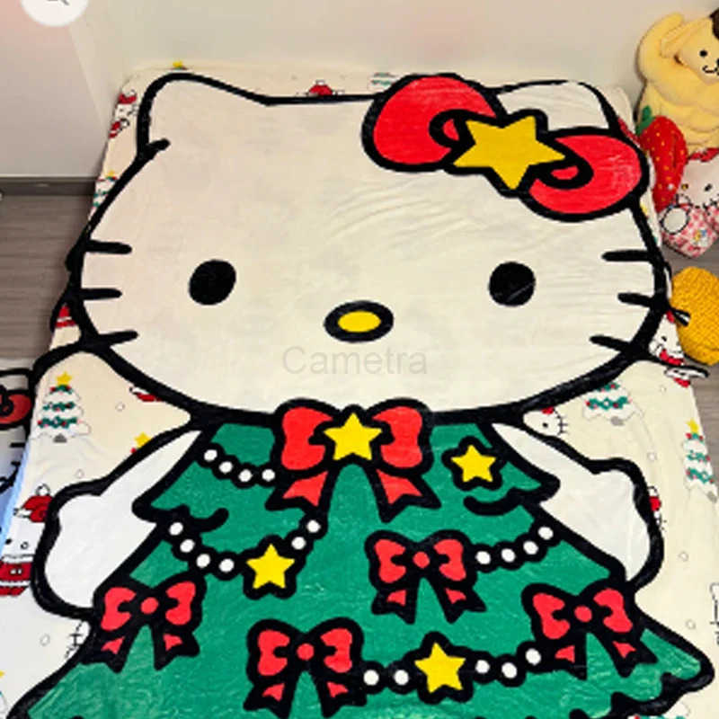 Sanrio Hello Kitty Halloween Blanket Flannel Throw Blanket Lightweight Blankets Soft Cozy for Bed Decor Home Bedsqread Christmas Gift L250904