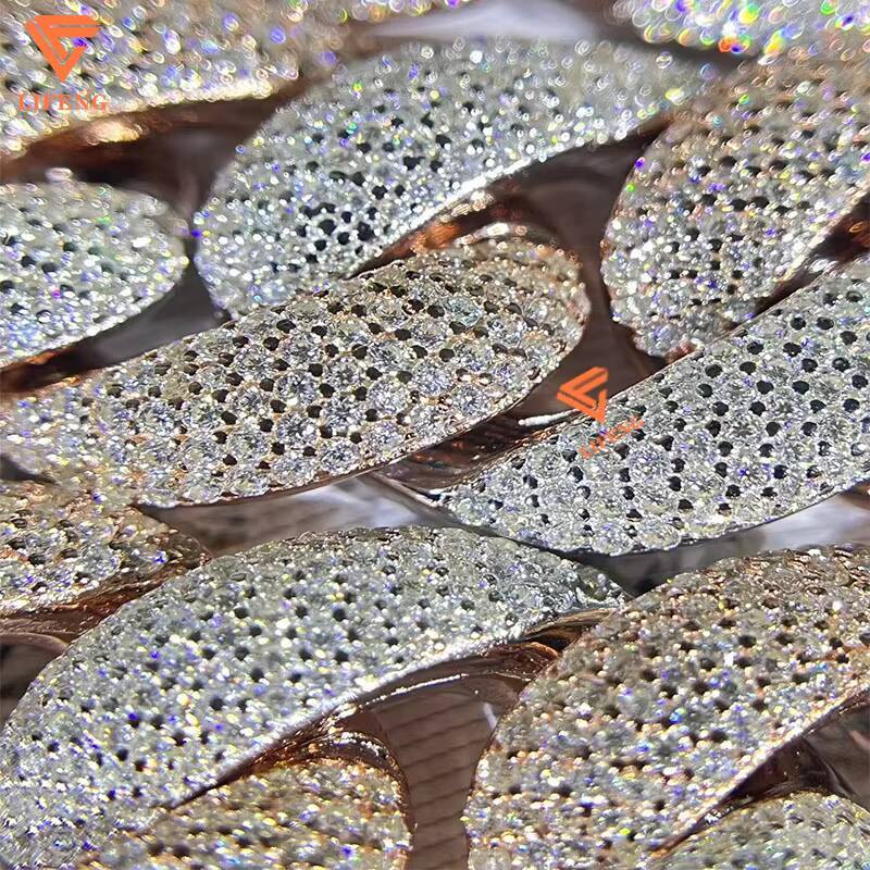 Lifeng Jewelry 18mm TwoTone Cuban Link Chain VVS Moissanite Bubble Hiphop Pass Diamond Tester Sterling Silver Cuban Necklace