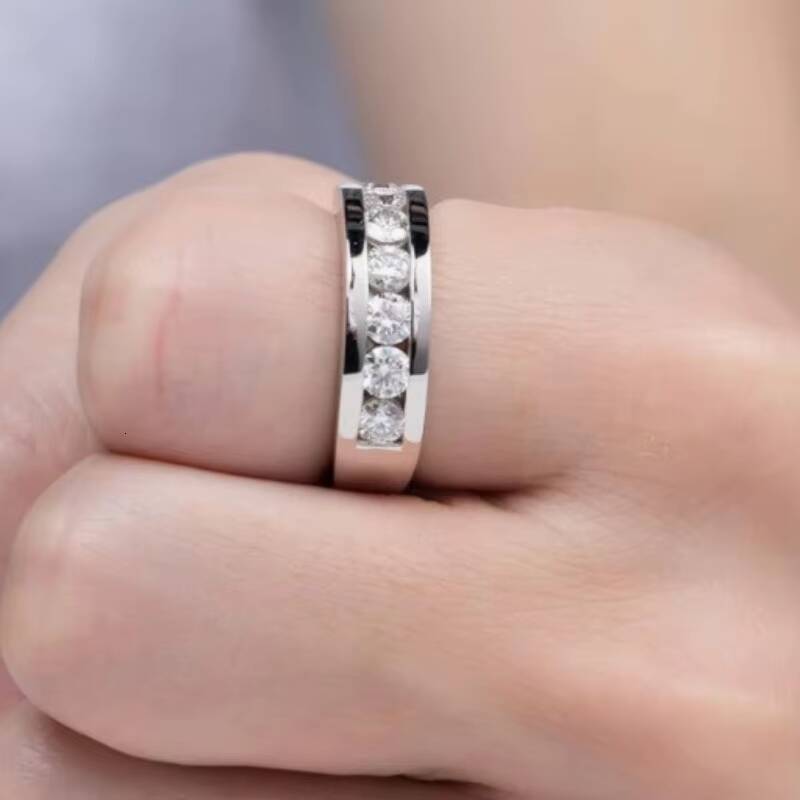 Unisex Unique Design 925 Sterling Silver Fine Moissanite Ring for Solid Wedding Engagement Anniversary Bands
