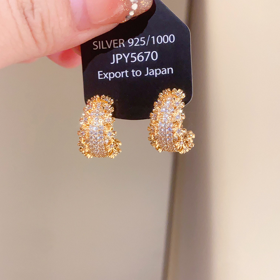 Gold Tone Hoop Earrings With Crystal Detail Luxury Sparkling Style Daily & Party Wear Gift For Her Fine Jewelry