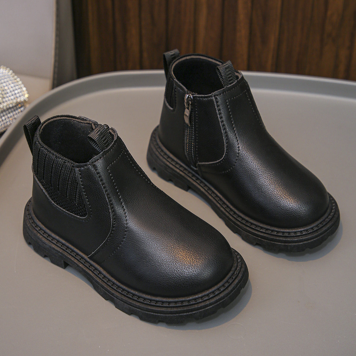 High-top genuine leather marten boots for women