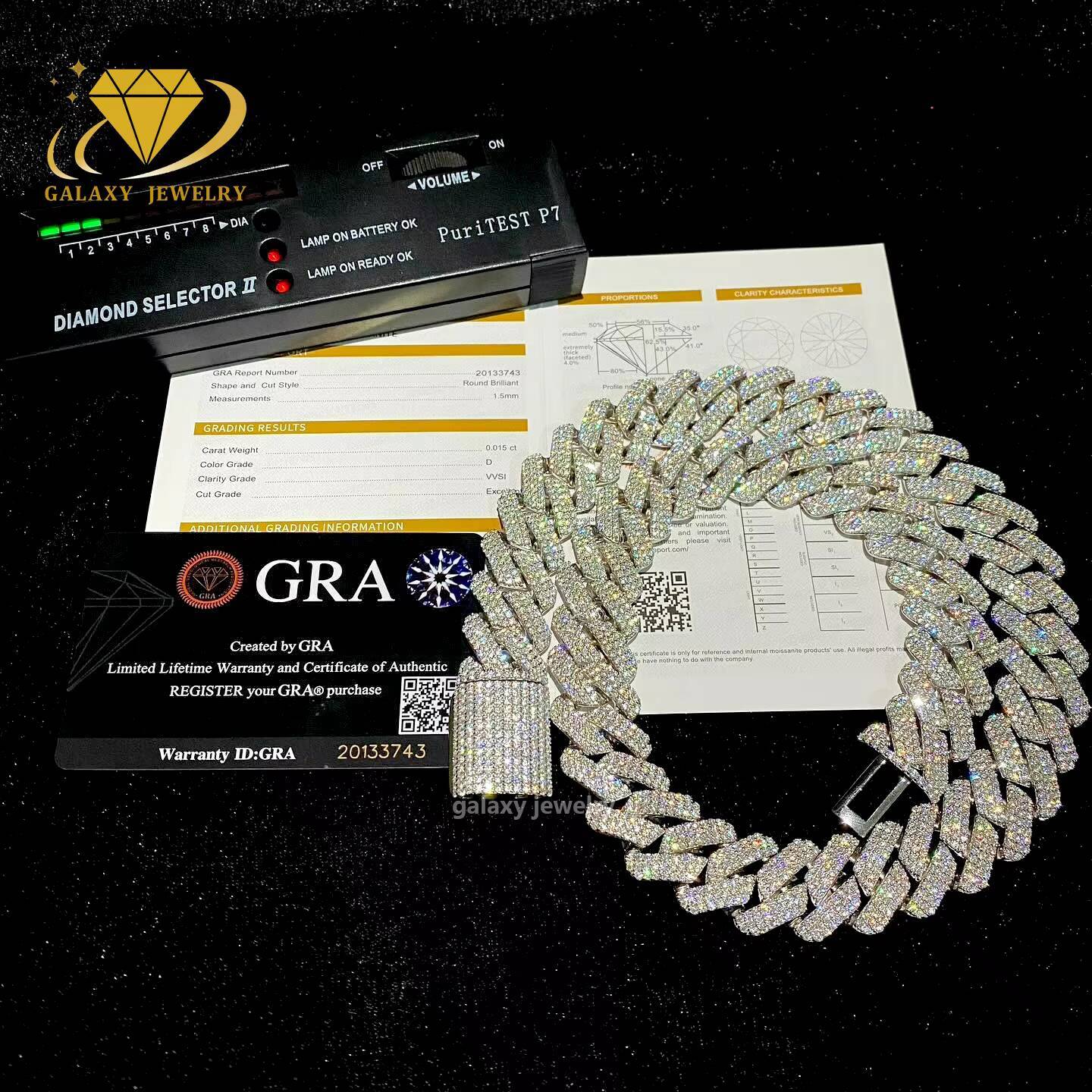 Hiphop Iced Out Cuban 13rows 6mm20mm Bracelet Necklace Mens Jewelry GRA Certificate Custom Classic Prong Cuban Link Chain