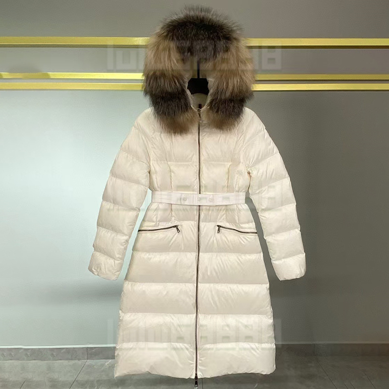 Designer Womans winter boed short down jackets fur coats real raccoon hair collar Puffer jacket women parkas with belt lady cotton coat outerwear