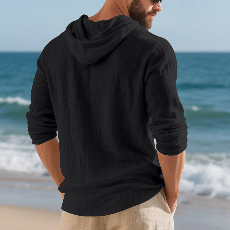 Men's Hoodie linen vintage spring and autumn shirt Casual loose long sleeved clothes High quality trendy men's clothing European size: S-3XL