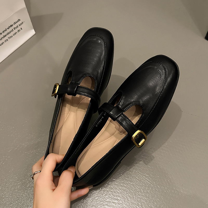British women's leather shoes 2025 designer new single shoe fashion Mary Jane shoes Le Fu shoes