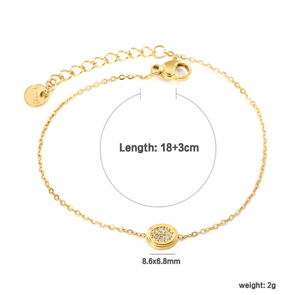 Light Style Zircon Fashion Trend Versatile Heart Oval Geometric Stainless Steel Bracelet for Women