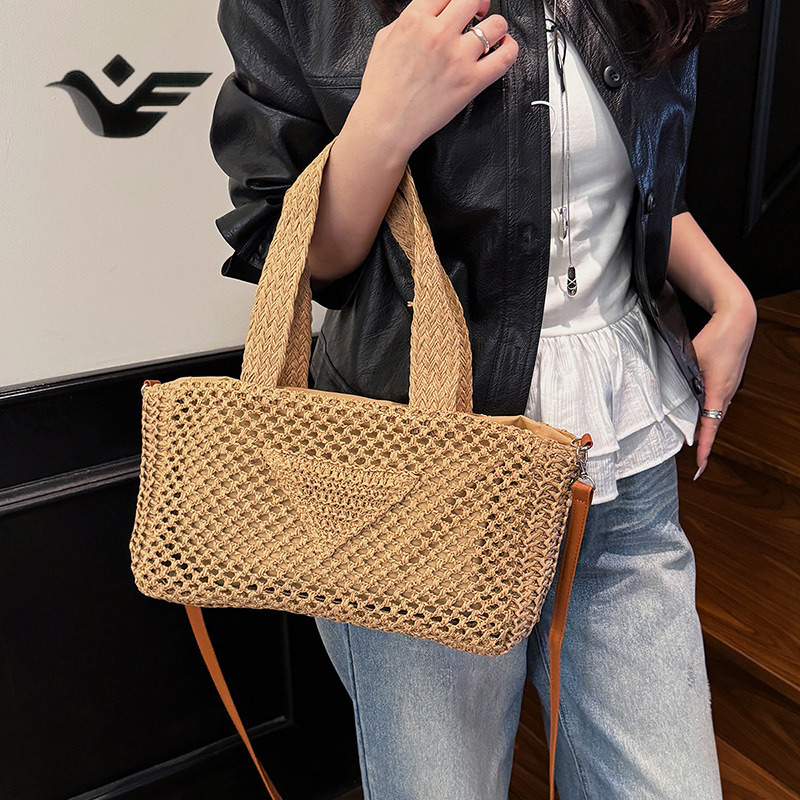 Feiyan Free Shipping New Designer Bag Luxury Shopping Bag Beach Vacation Bag Large Capacity Handheld Straw Bag Casual Simple Hollow Shoulder Bag Versa