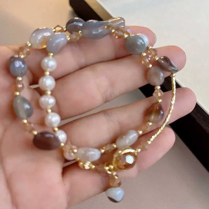 Fashion DoubleLayer Crystal Pearl Beaded Bracelet For Women Vintage Ethnic Stacking Bracelets Bangle Hand Jewelry GiftsXJ250904