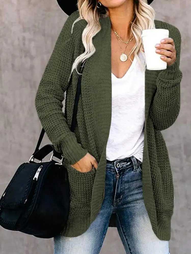 Fashion cardigan autumn and winter knit sweater womens new curved front loose casual womens wear M250904