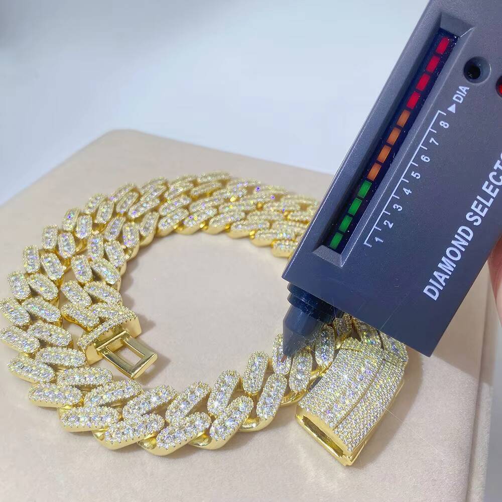 18mm Full Mosaic 925 Silver Cuban Necklace for Party Occasions