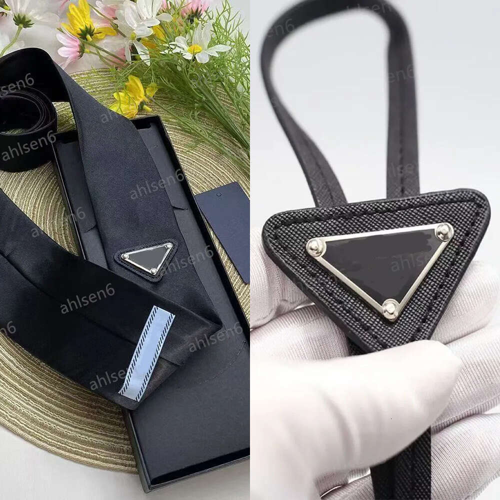 75 designer men women teenager formal clothes mini ladies leather strap fashion black white neck Mens Triangle necktie mens bolo tie