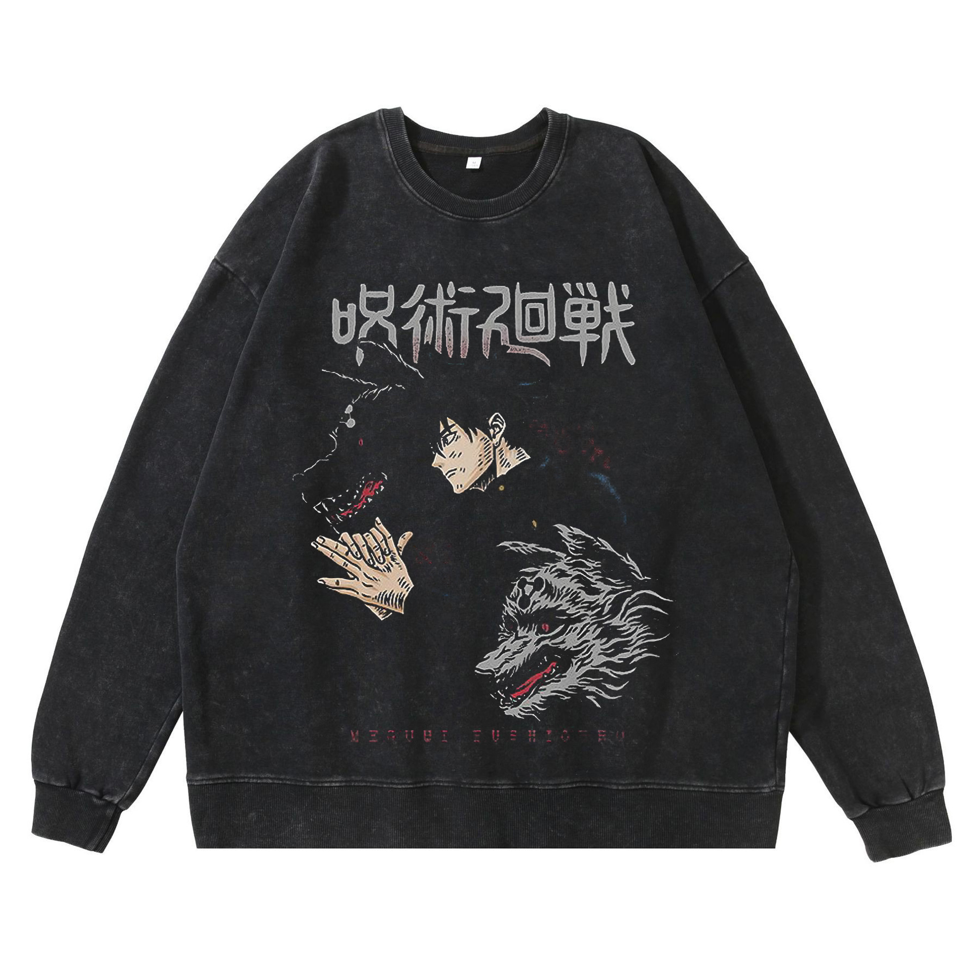 360g Heavyweight Washed Vintage Hoodie Street Hip-Hop Anime Gojo Satoru Jujutsu Kaisen Cotton Autumn Hoodie - TT8207
