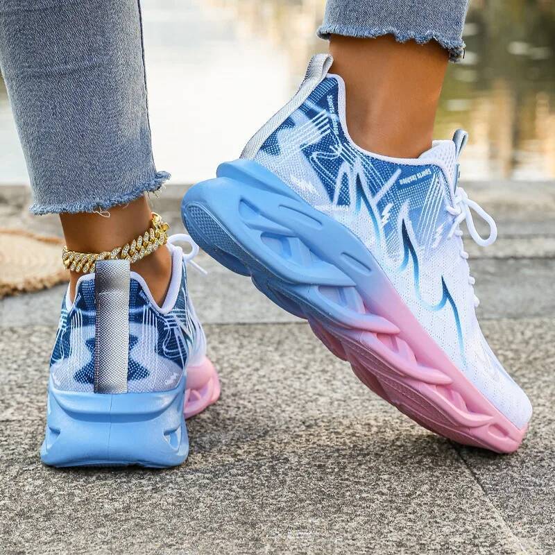 Women's 2025 New Fashion Breathable Trainers Comfortable Sneakers Mesh Fabric Lace Up Female Footwear Women Shoes ddmysaturn