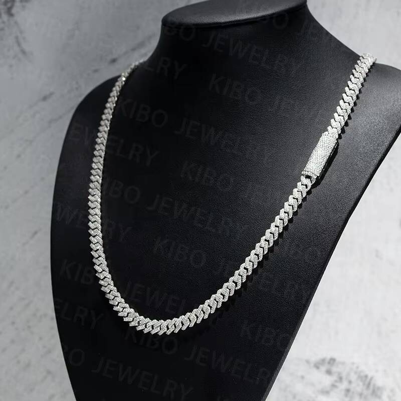 Pass Diamond Tester Iced Out VVS Cuban Chain 6mm 8mm 925 Moissanite Cuban Chain Necklace