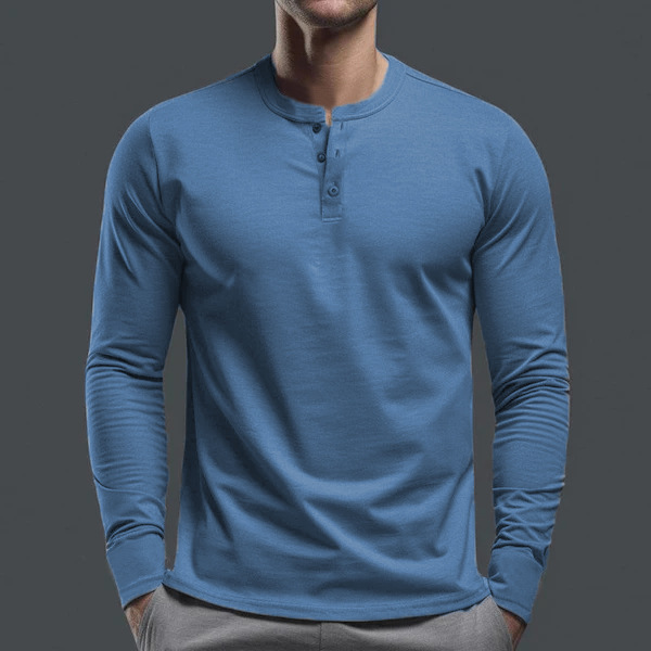 Men's Long Sleeve T-Shirt Casual Top Undershirt Men's Henley Shirt European size: S-3XL