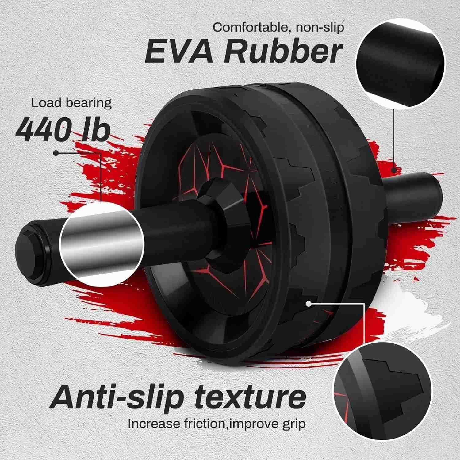 Ab Roller Wheel for Core Abdominal Strength Training Home Gym Abs Workout Equipment for Men Women with Knee Pad Ab Workout Machine for Exercise Black 