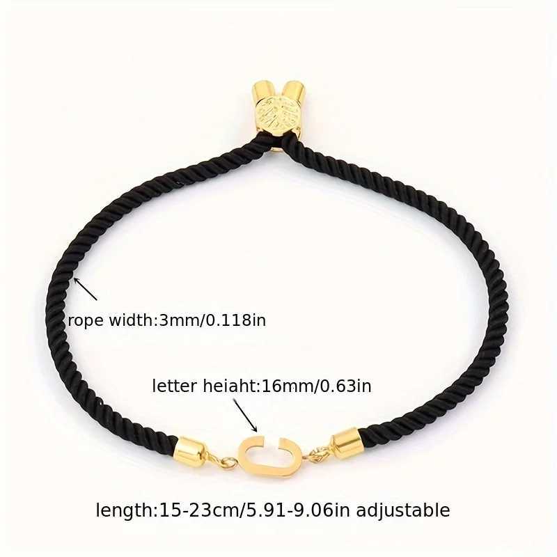 1pc Letter Beads Black Rope Bracelet Simple Classical Hand Rope Jewelry Decoration For Women Birthday Gift W250904