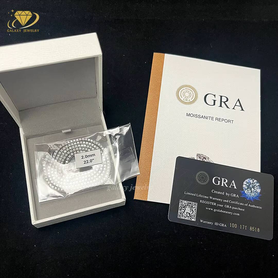 Ready to Ship Moissanite Tennis Chain Diamond Prong Set 925 Sterling Silver Eternity Band Glow Necklace Moissanite VVS Bracelet