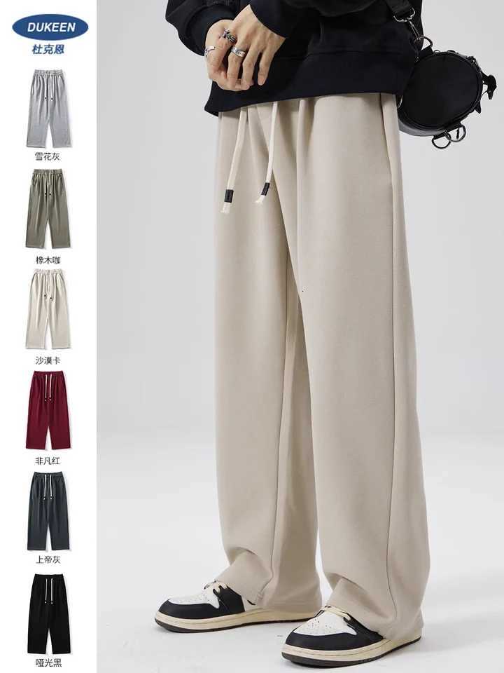 DUKEEN Pique Fabrics Sweatpants for Men Loose Causal Straight Legged Trouse Autumn and Winter Solid Colors Sports Fleece PantsXJ250904
