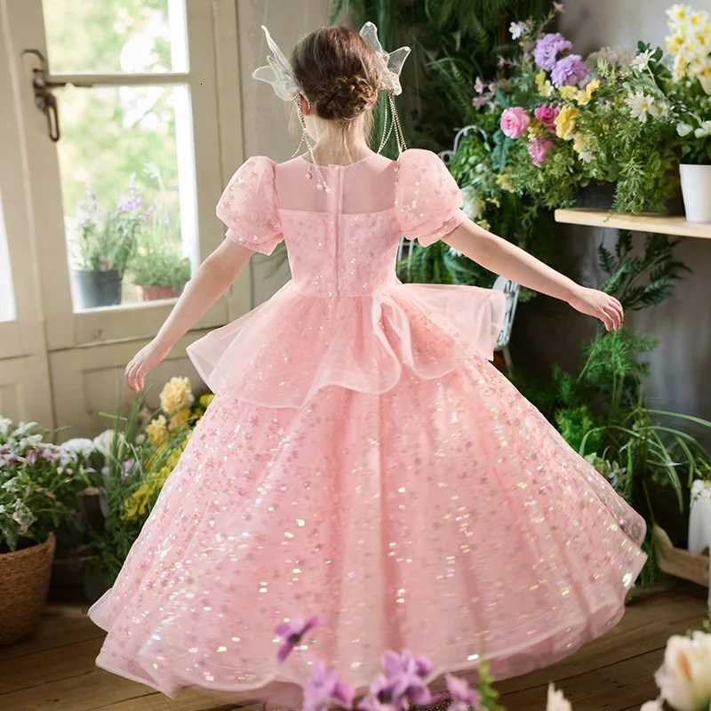 Children Girls Sweet Princess Dress High-End Host Party Piano Performance Light Luxury Performance Fluffy Mesh Girl Long Dress Z250904