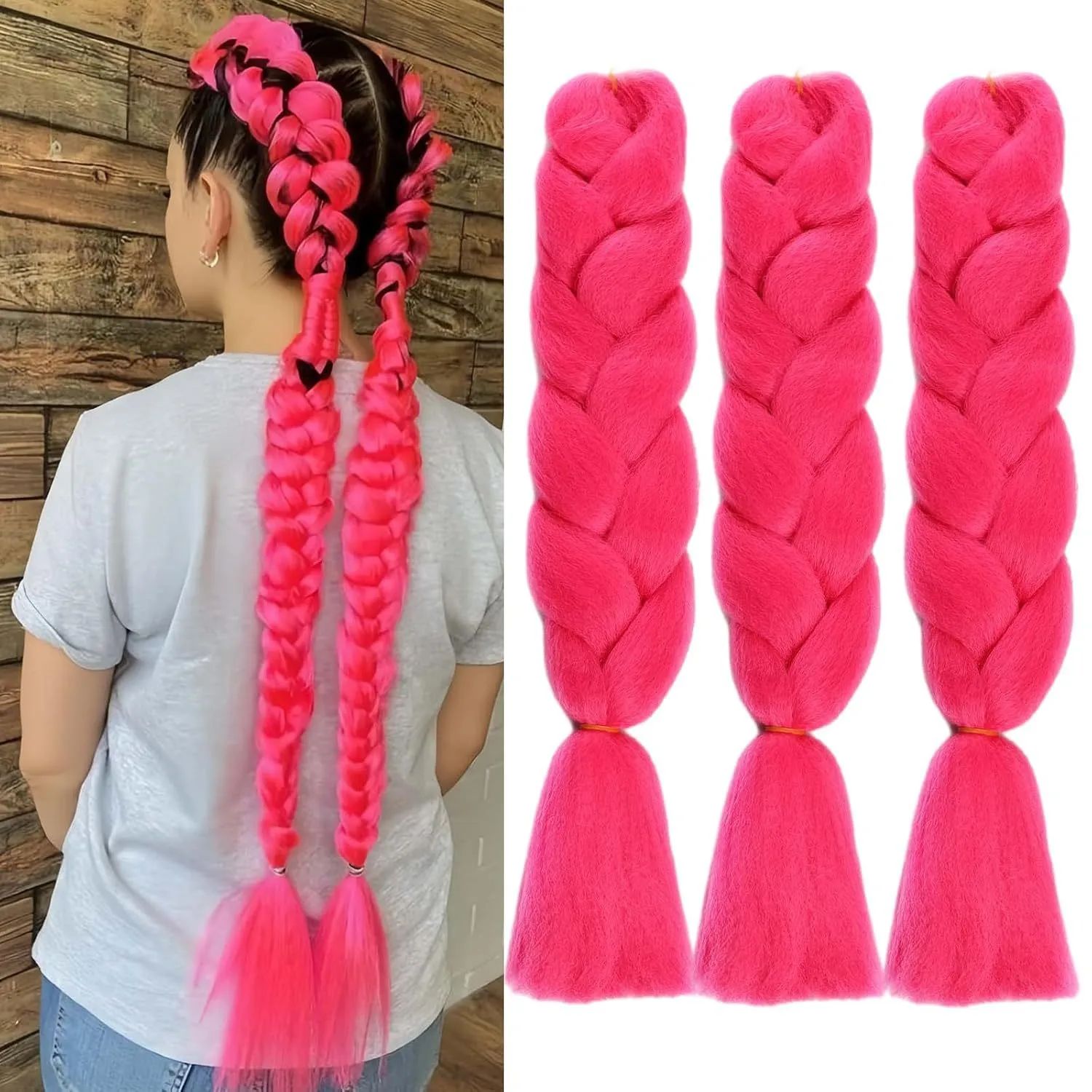 KPOP Rumi Extensions Accessories Jumbo Braids 24 Inch Ombre Color Braiding Hair for Hair 100G/Pack Synthetic Hair Wefts Braiding Hair Women DIY Hair E