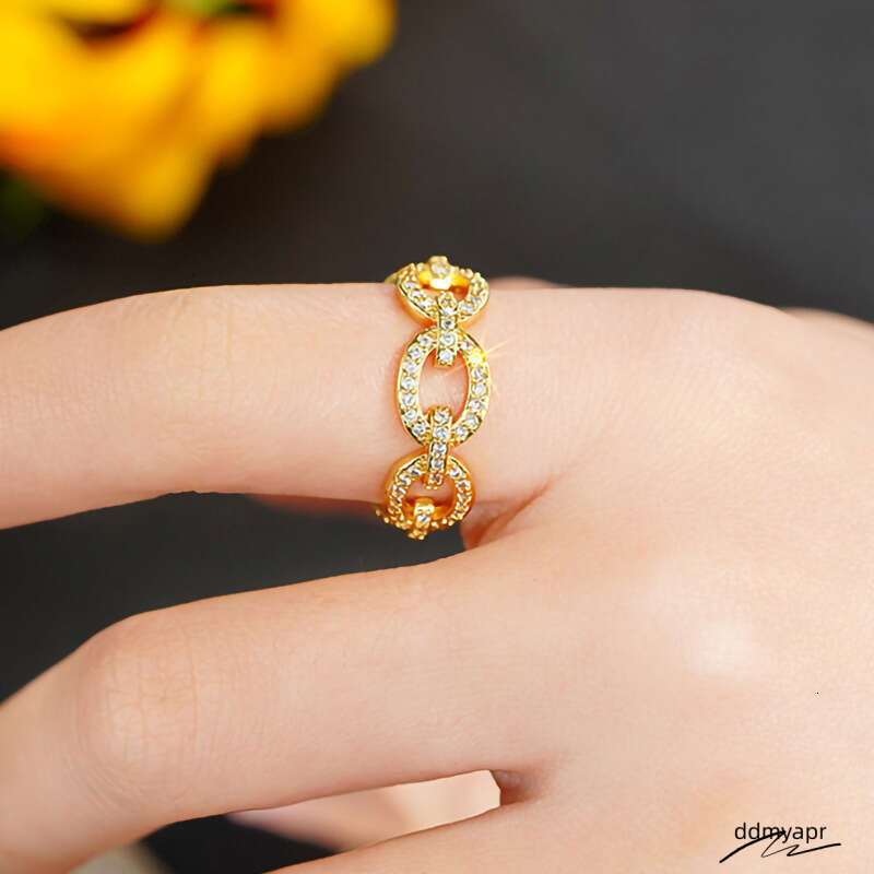 Geometric Micro-Pave - Gold/Rhodium Ddmyday Plated Circular Statement Ring With Zircon Stones (Us Size 6-10) Ddmyday