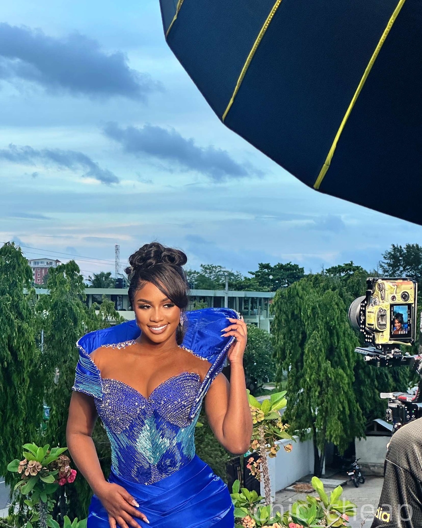 Aso Ebi Royal Blue Mermaid Prom Dress 2025 Beaded Crystals Flowers Satin Evening Formal Party Birthday Dresses Robe De Sorrie Reception Gowns For Spec