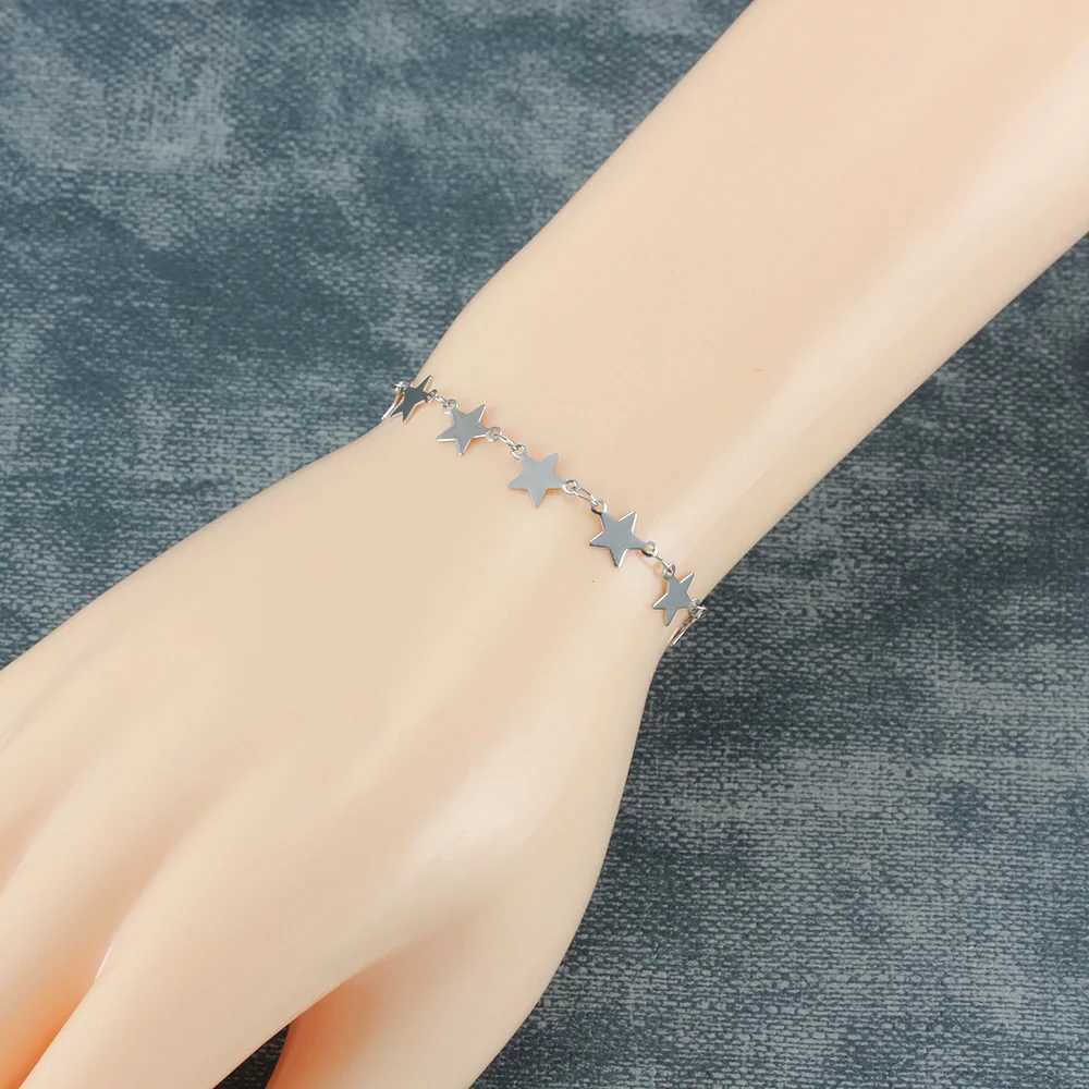 Stainless Steel Chain Bracelet For Women Silver Gold Color Charm Cross Star Female Trendy Jewelry Wholesale 7 8 9 Inch W250904